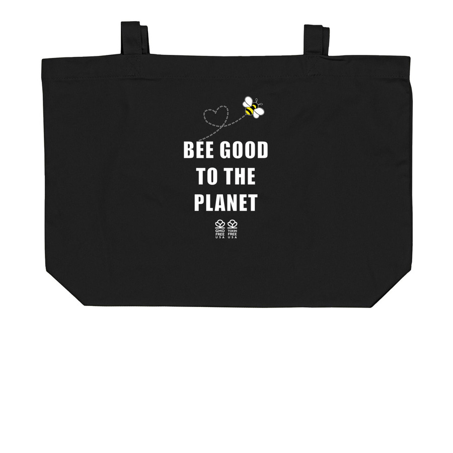 Bee Good To The Planet - Organic Totes, a Black Large Organic Cotton Tote Bag