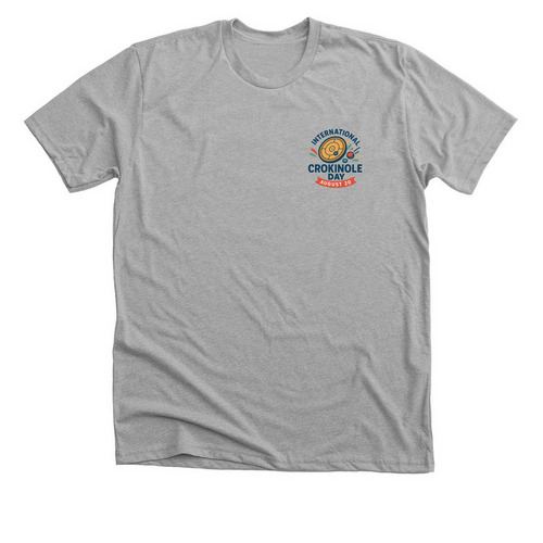 International Crokinole Day - Double Sided, a Athletic Heather Premium Unisex Tee