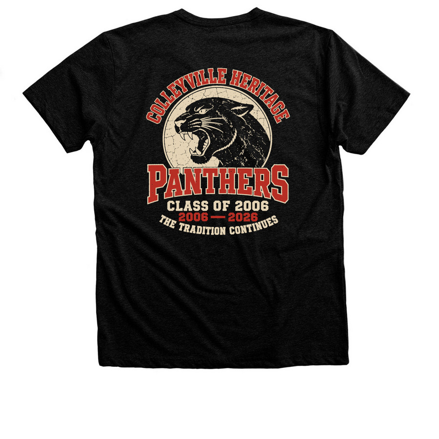 CHHS 06 Reunion Shirt, a Black Heather Premium Unisex Tee (back-view)
