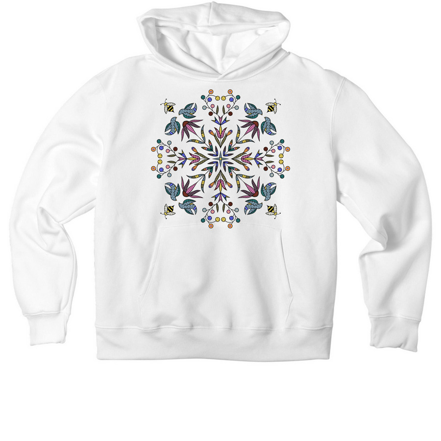 Quilled Dakota Florals, a White Premium Heavyweight Pullover Hoodie