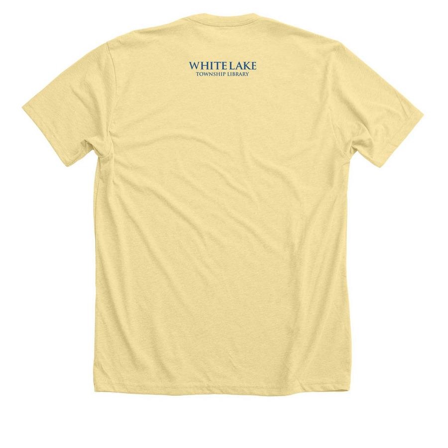 Support Your Local Library!, a Heather French Vanilla Premium Unisex Tee (back-view)