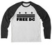 Free DC / Long Sleeves, a Space Black/ Bright White Allmade Eco Triblend Colorblock Raglan Long Sleeve Tee