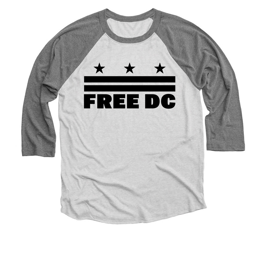 Free DC / Long Sleeves, a Premium Heather and Heather White 3/4 Sleeve Baseball Tee
