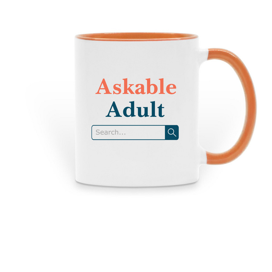 Askable Adult Mug, a Orange Two-Tone Ceramic Mug