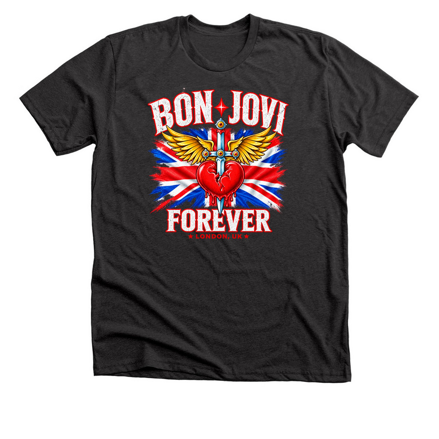 Bon Jovi Wembley Stadium London Forever Tour, a Dark Grey Heather Premium Unisex Tee