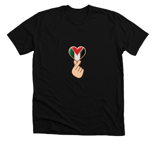 Heart for Palestine ????, a Solid Black Blend Premium Unisex Tee