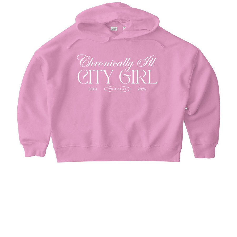 Chronically Ill City Girl Walking Club, a Bubble Pink Stanley/Stella Women?s Stella Nora Pullover Hoodie