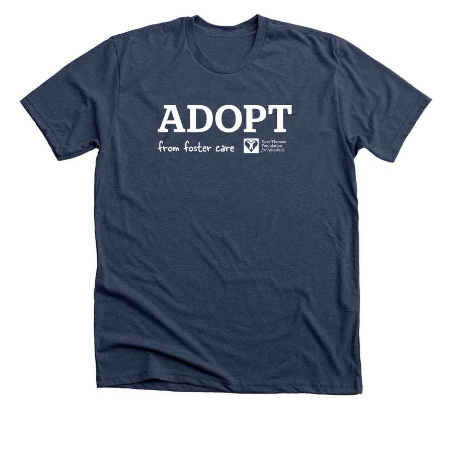 Adopt Tee, a Heather Navy Premium Unisex Tee