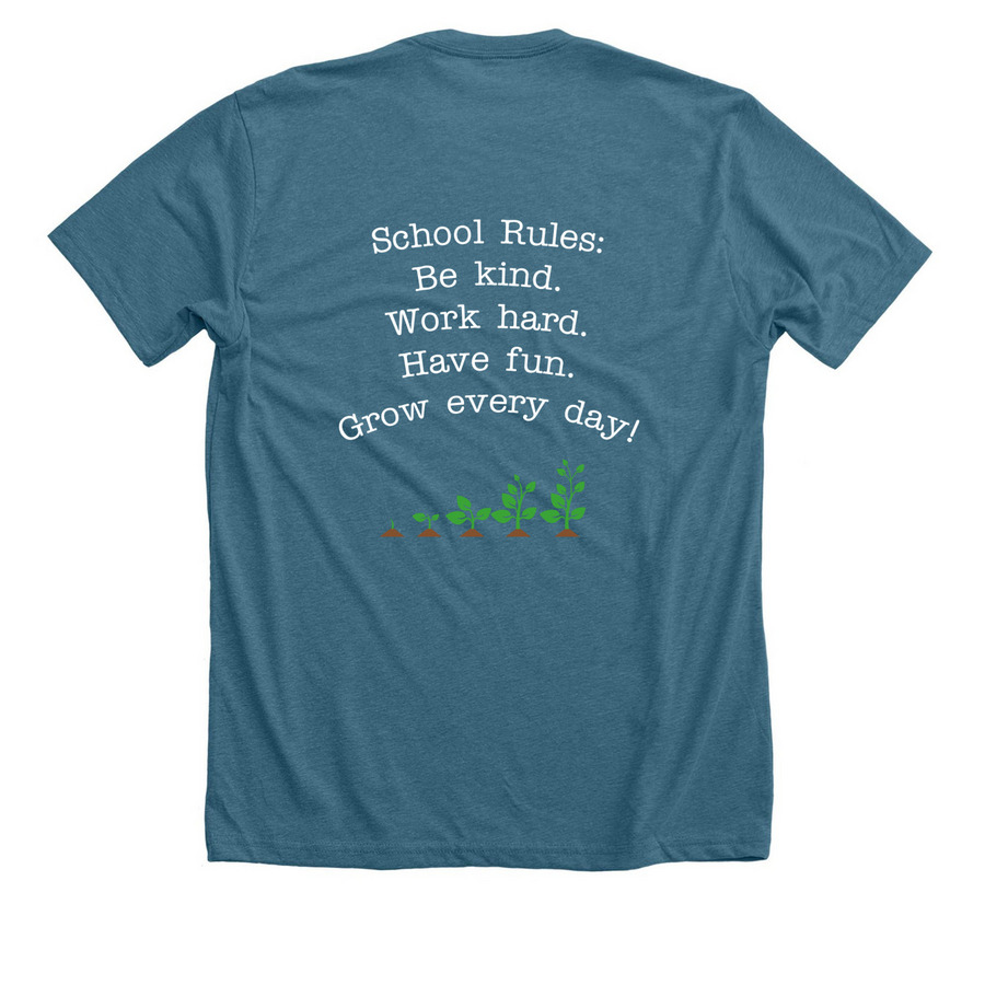 Standard School Shirt, a Heather Deep Teal Premium Unisex Tee (back-view)