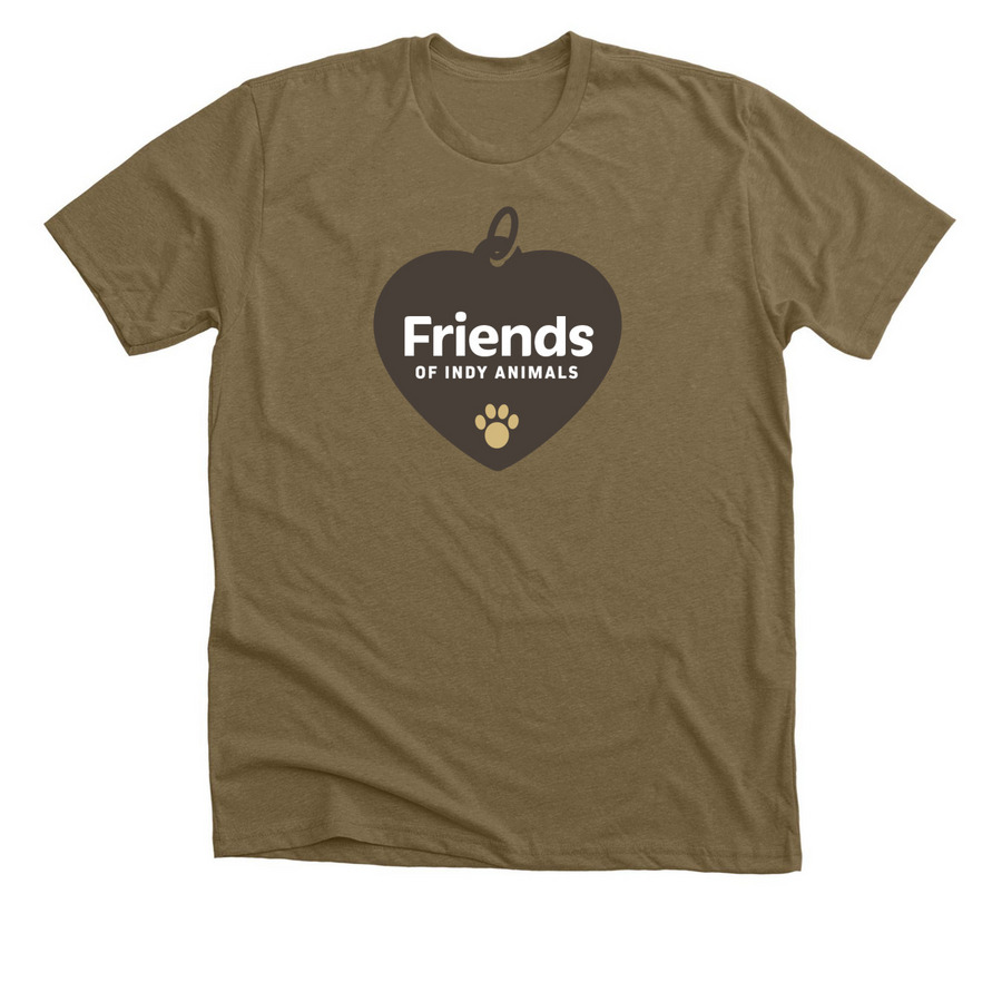Friends of Indy Animals Logo Tee, a Heather Olive Premium Unisex Tee