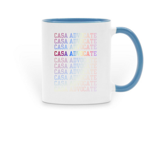 Colorful CASA Advocate Mug, a Light Blue Two-Tone Ceramic Mug