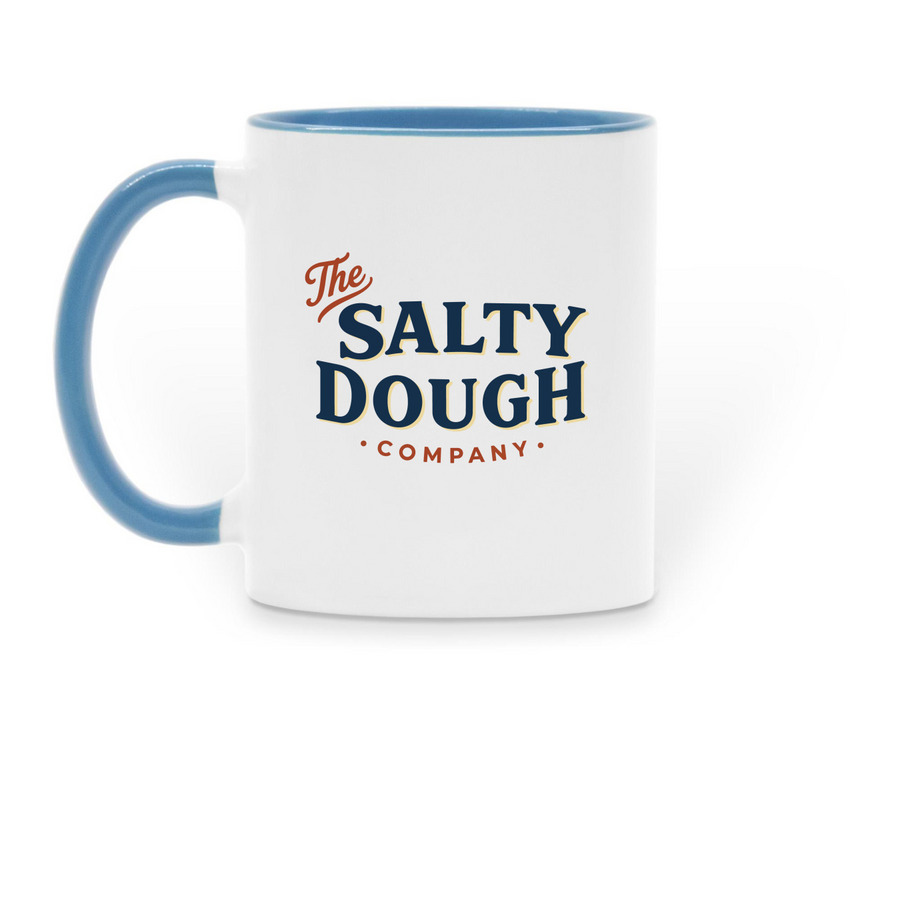 Drink Salty, a Light Blue Two-Tone Ceramic Mug (back-view)