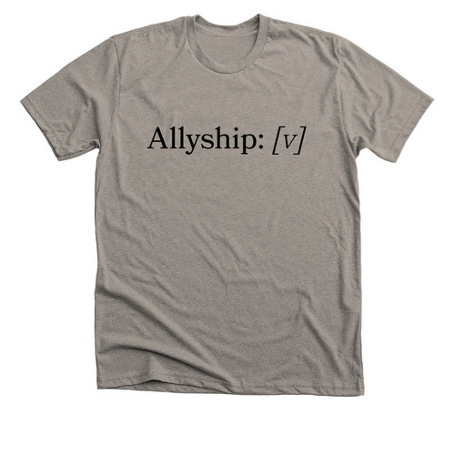 Allyship is a Verb | Bookish Black Text, a Heather Stone Premium Unisex Tee