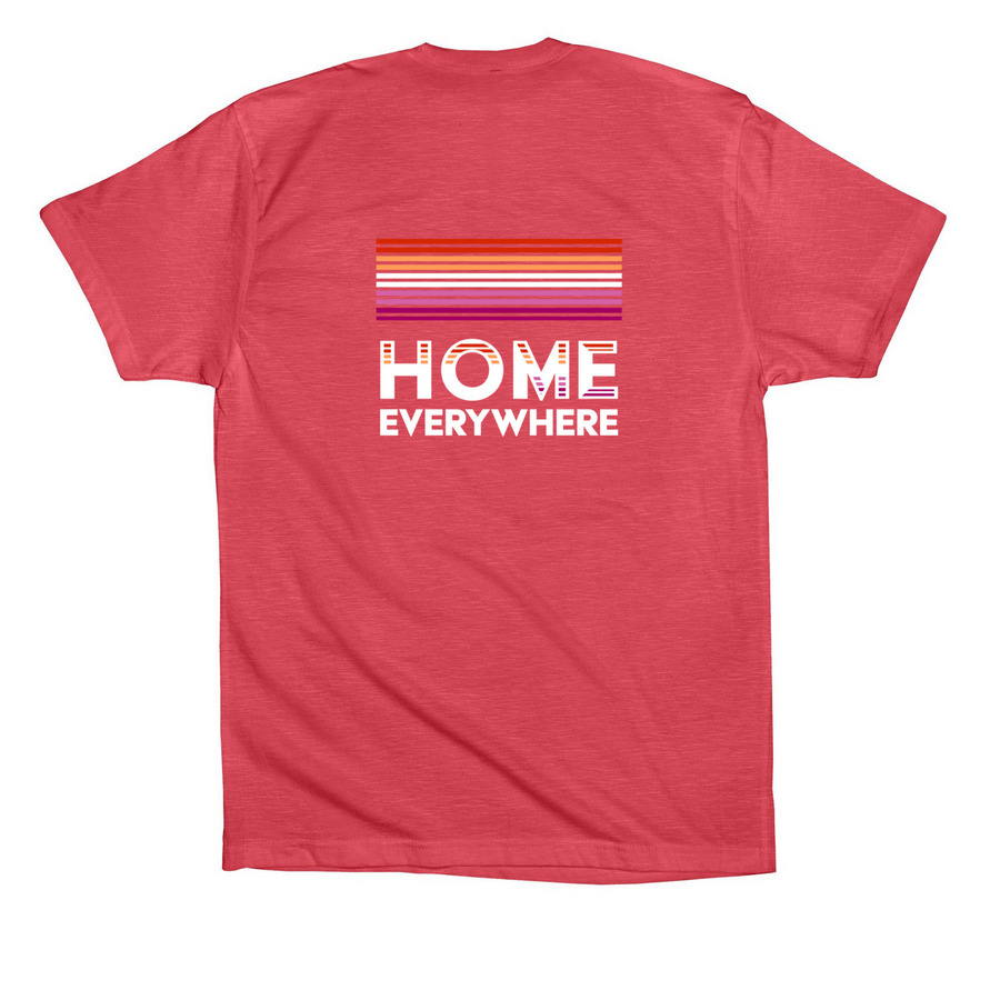 LESBIAN - HOME EVERYWHERE, a Vintage Red Premium Cotton Tee (back-view)
