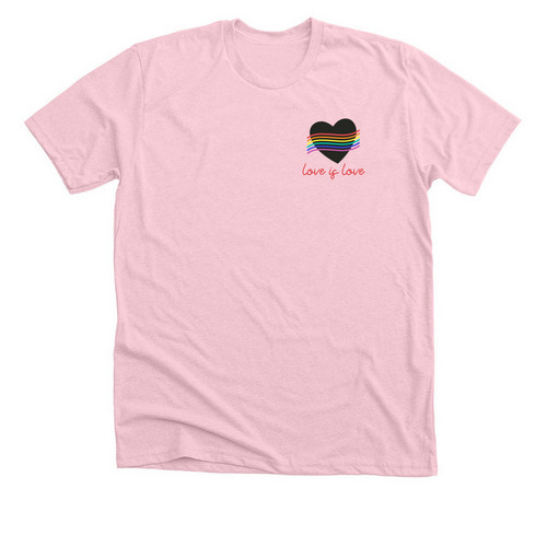 Love is Love, a Heather Pink Premium Unisex Tee