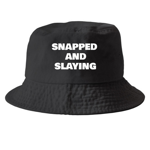 Snapped&Slaying Hat, a Black Printed Bucket Hat