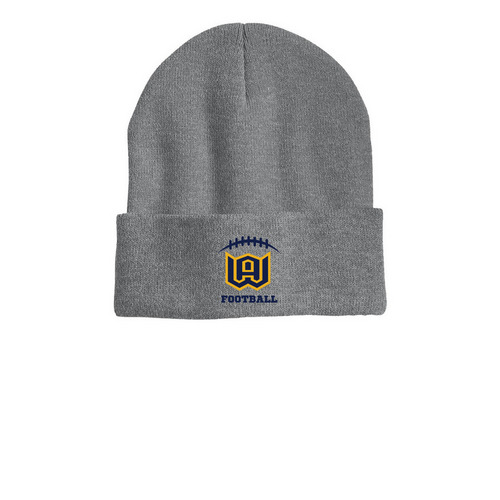WA Football Beannie, a Dark Heather Grey Printed Cuffed Beanie