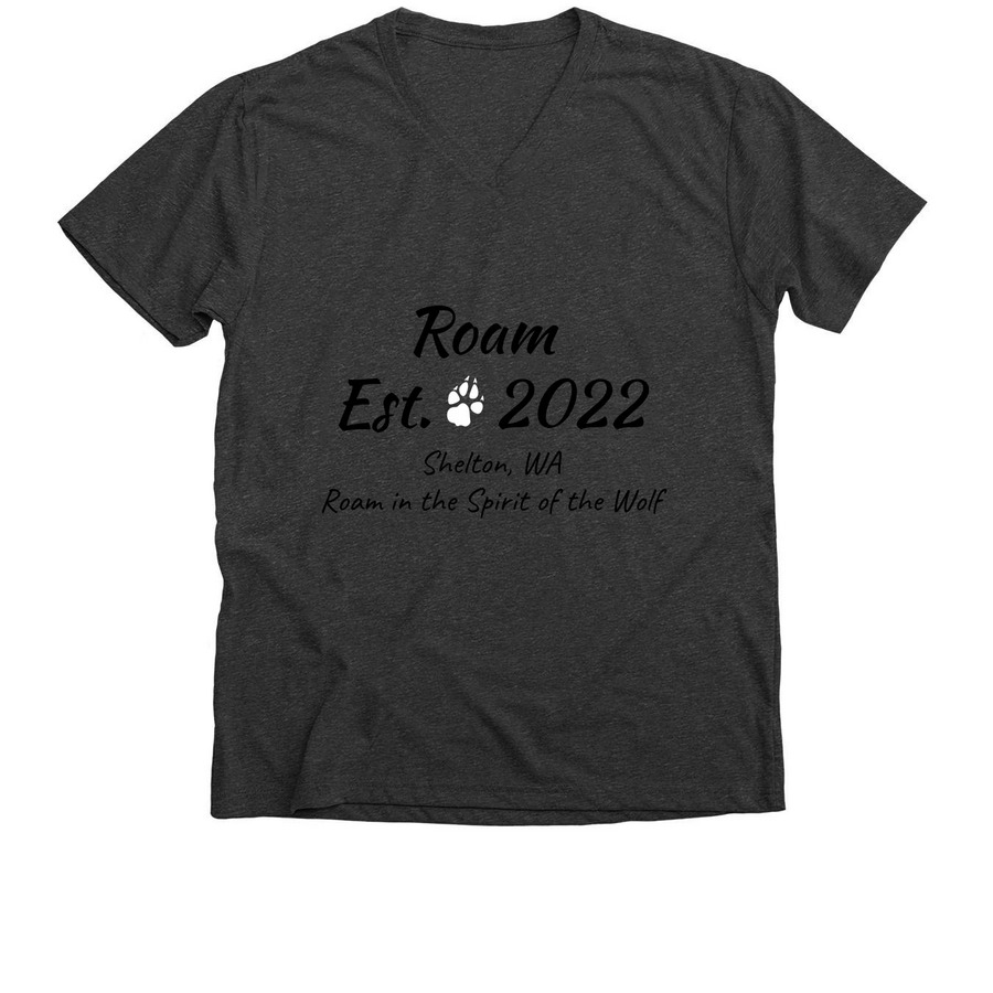 Roam Est. 2022, a Dark Grey Heather Premium V-Neck Tee