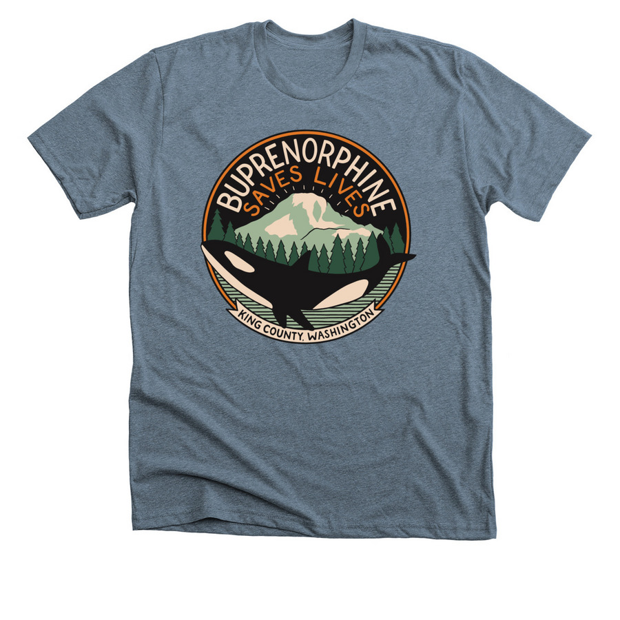 Buprenorphine Saves Lives, a Heather Slate Premium Unisex Tee