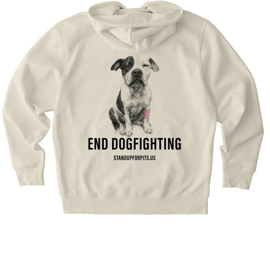 END DOGFIGHTING - LUCILLE, a Natural Raw Stanley/Stella Unisex Cultivator 2.0 Zip Up Pullover Hoodie (back-view)