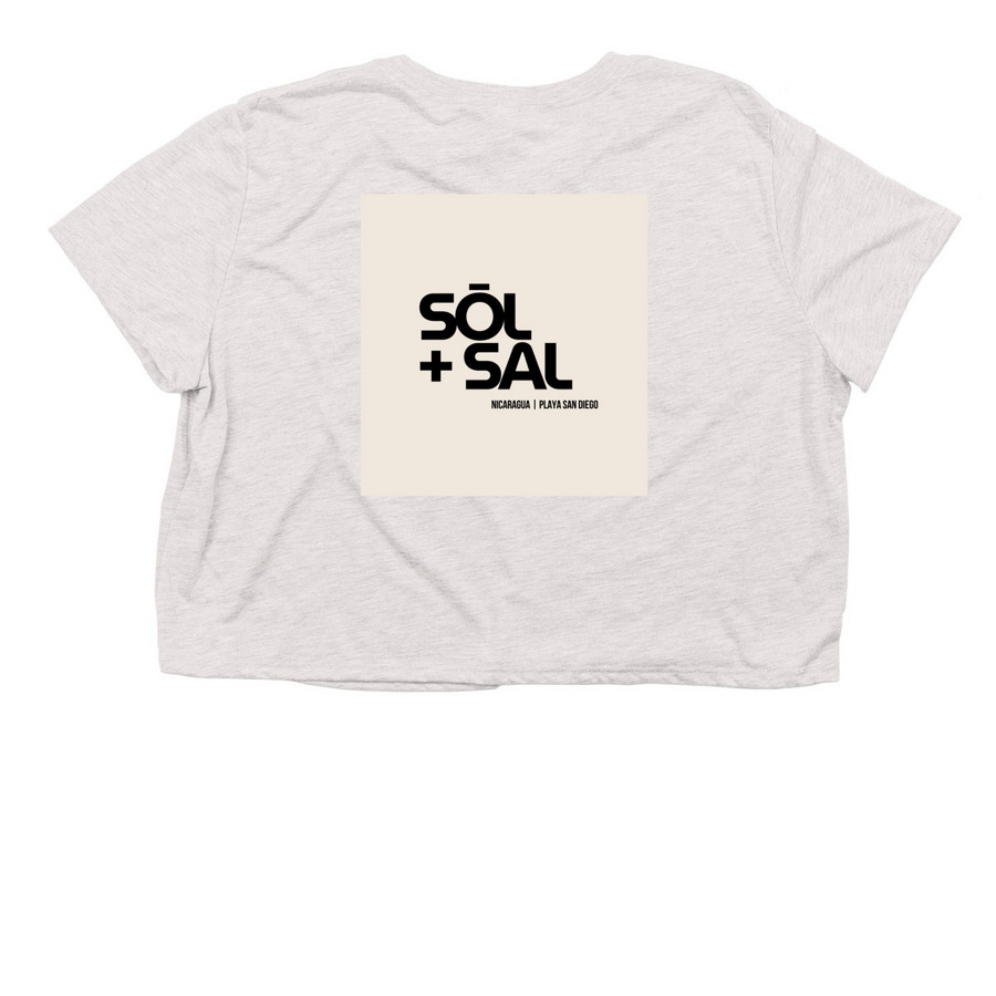sol + sal&nbsp;, a Heather Dust Women?s Flowy Cropped Tee (back-view)