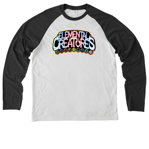 ARCHED EC LOGO, a Space Black/ Bright White Allmade Eco Triblend Colorblock Raglan Long Sleeve Tee