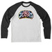 ARCHED EC LOGO, a Space Black/ Bright White Allmade Eco Triblend Colorblock Raglan Long Sleeve Tee