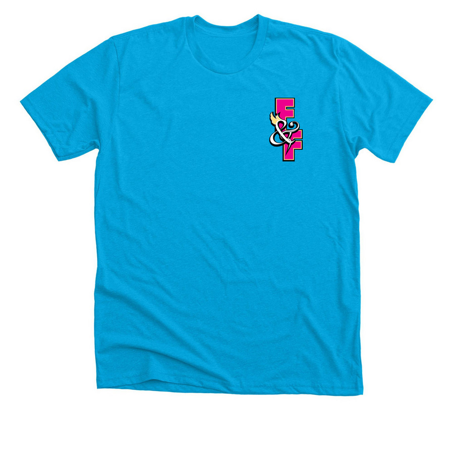 Feathers & Fangs F&F Logo, a Neon Blue Premium Unisex Tee