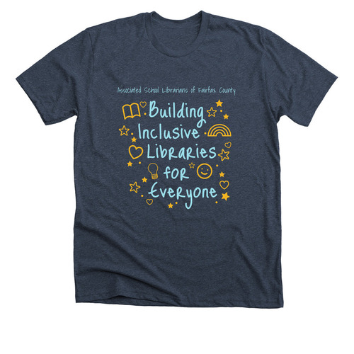 Libraries for Everyone, a Heather Midnight Navy Premium Unisex Tee