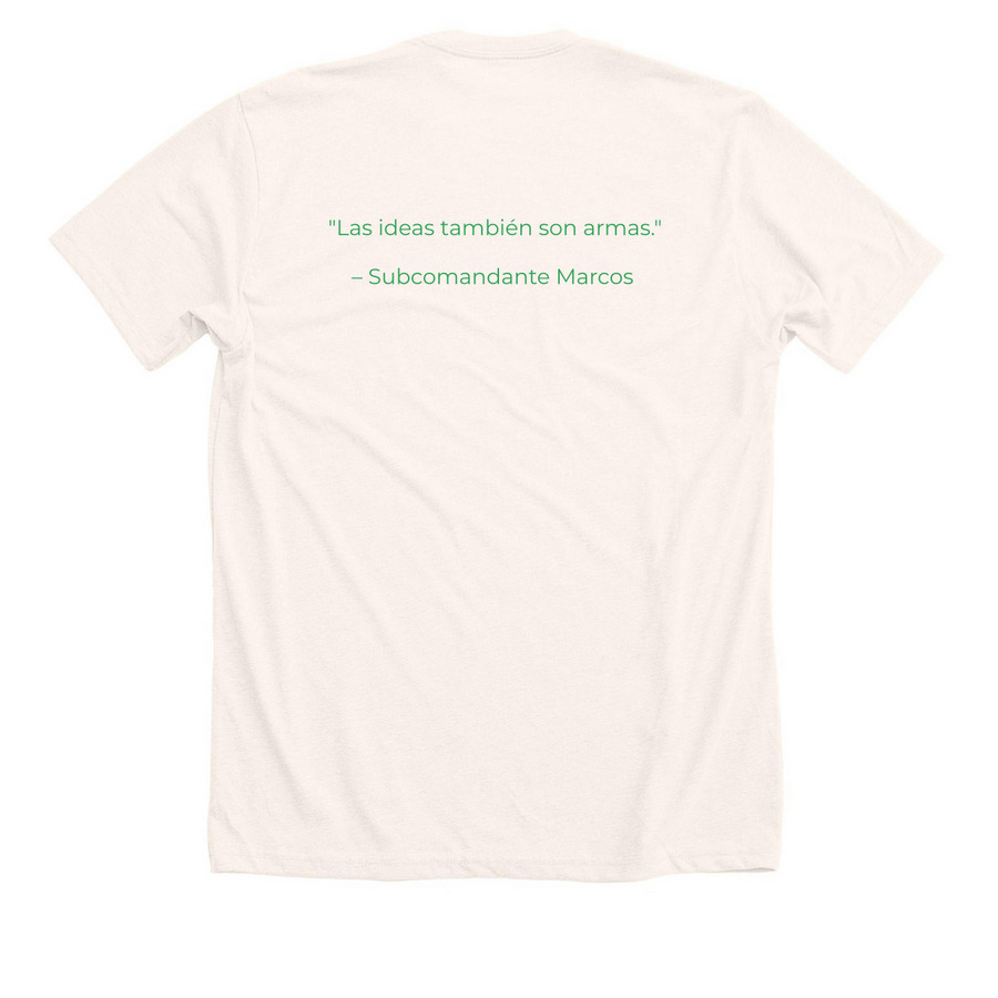 Subcomandante Marcos, a Heather Natural Premium Unisex Tee (back-view)