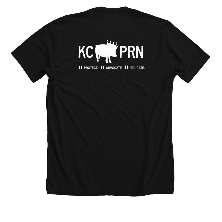 KCPRN - Run to the Rescue - White, a Solid Black Blend Premium Unisex Tee (back-view)