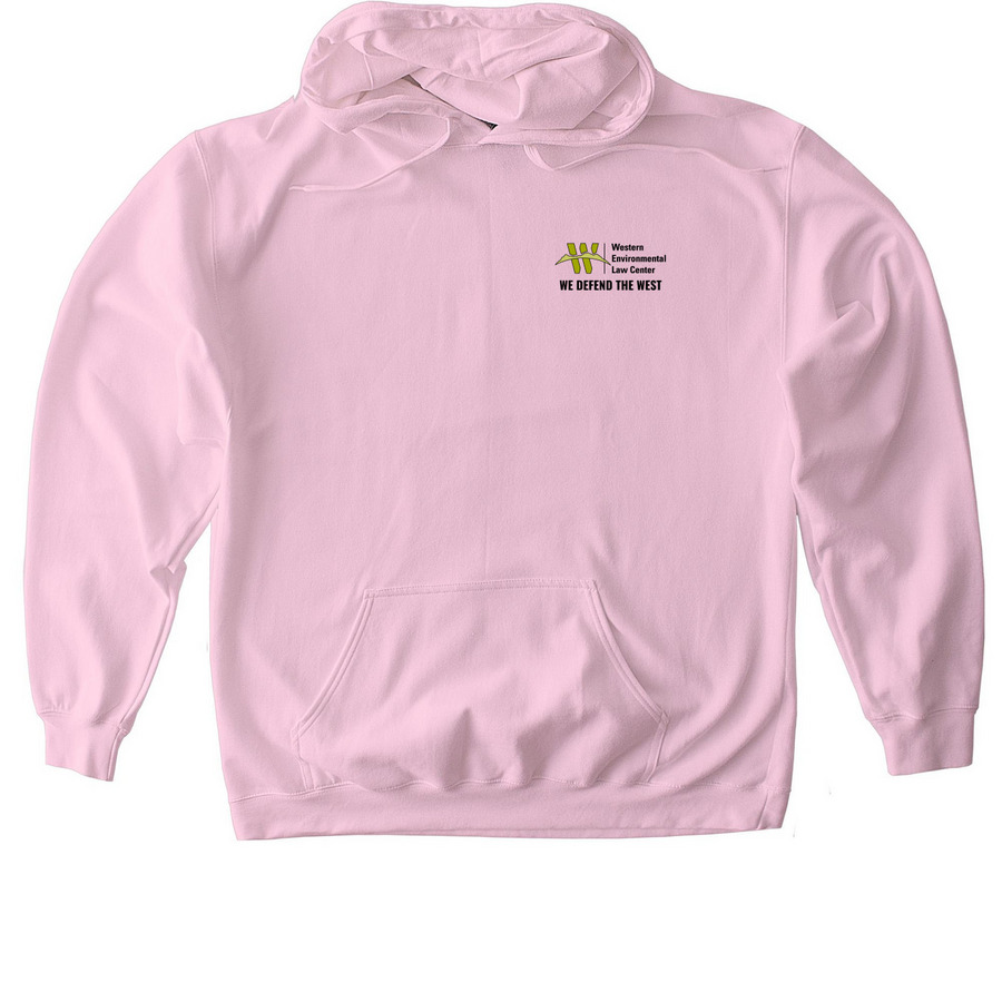 We Defend the West (Dark), a Light Pink Gildan Softstyle Pullover Hoodie