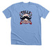 The Man, The Myth, The Stache, a Heather Carolina Blue Premium Unisex Tee