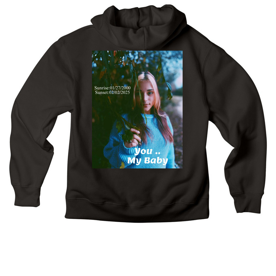 You My Baby, a Black Premium Heavyweight Pullover Hoodie (back-view)