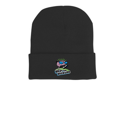 Miles for Migraine Beanie, a Black Printed Cuffed Beanie
