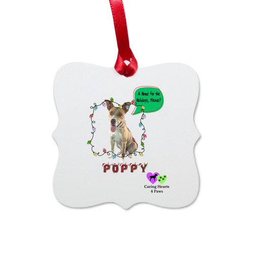 Poppy Ornament, a White Aluminum Square Ornament