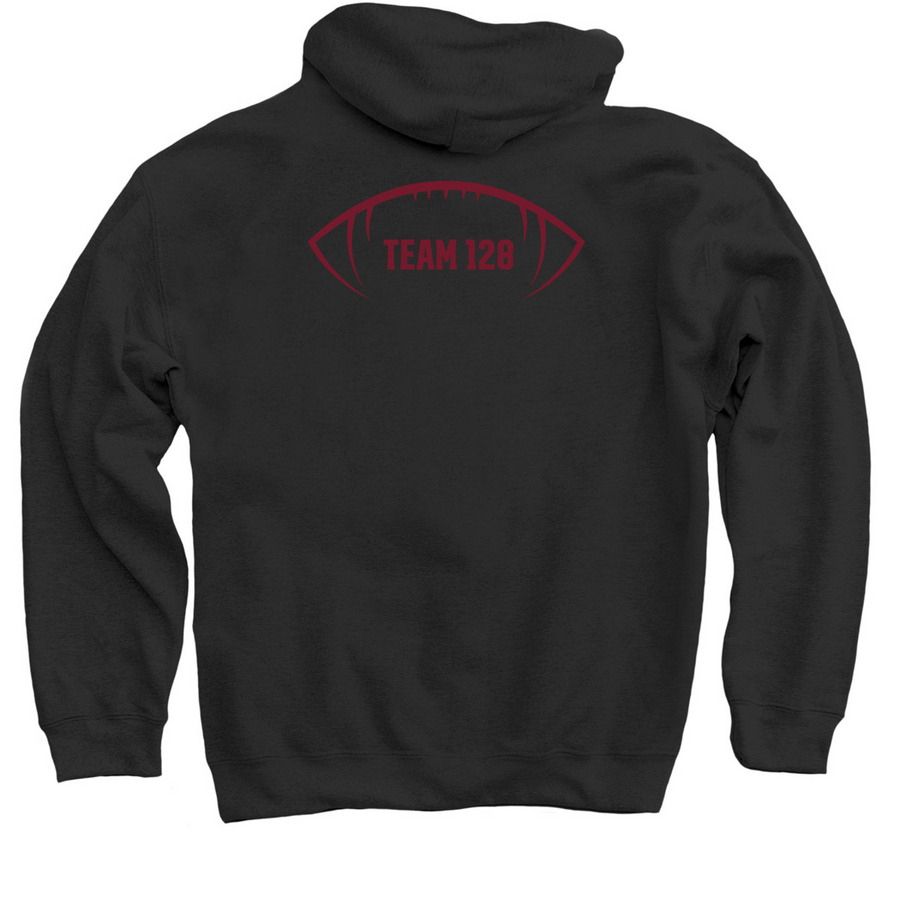 Dog Pound Hoodie, Simple (Team 128), a Black Pullover Hoodie (back-view)