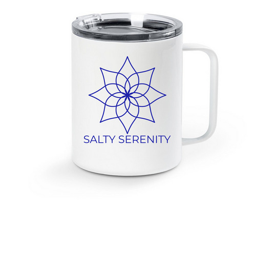 Salty serenity, a White Stainless Steel Travel Mug