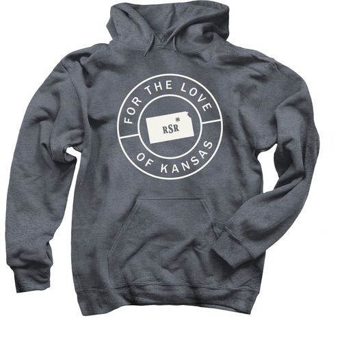 Kansas Badge, a Dark Heather Pullover Hoodie