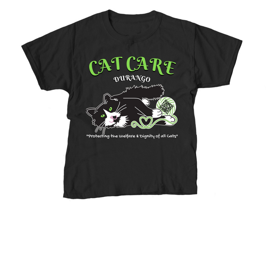 Cat Care Durango Yarn Heart&nbsp;, a Black Youth Unisex Tee