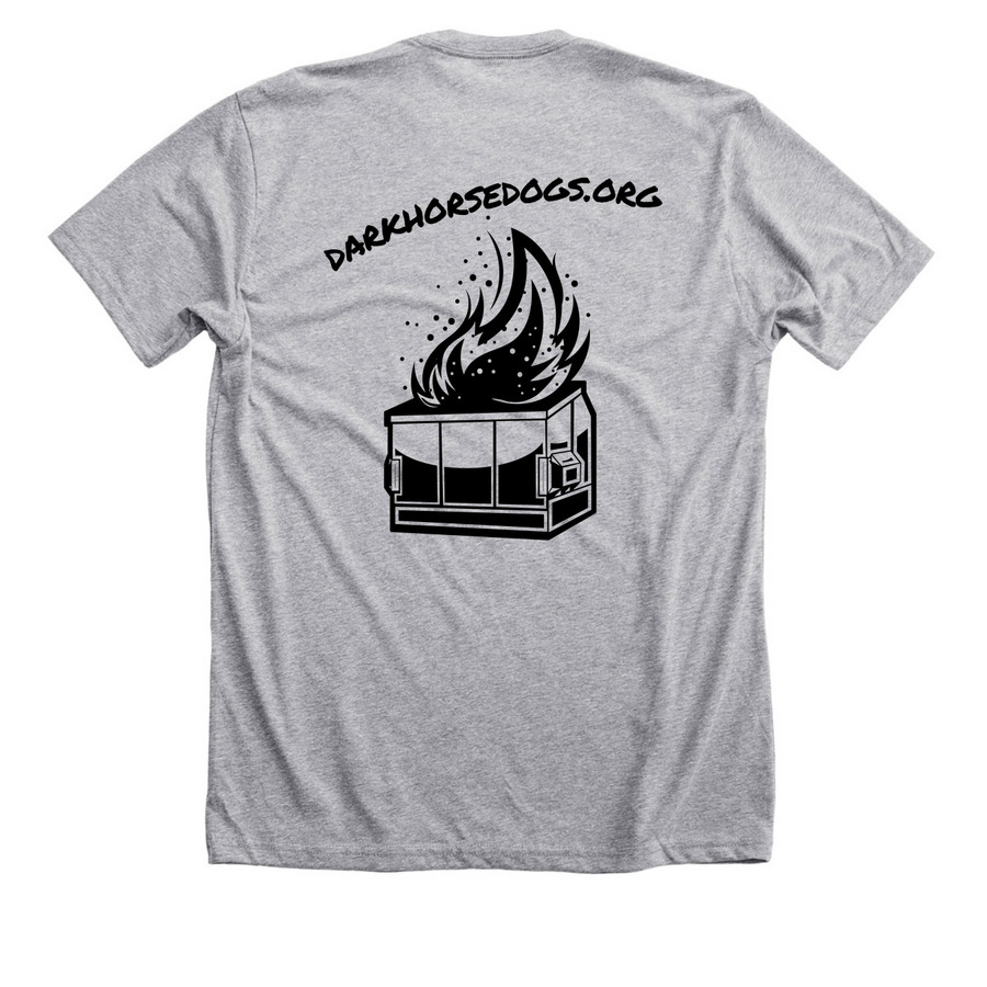 Dumpster Fire, a Athletic Heather Premium Unisex Tee (back-view)