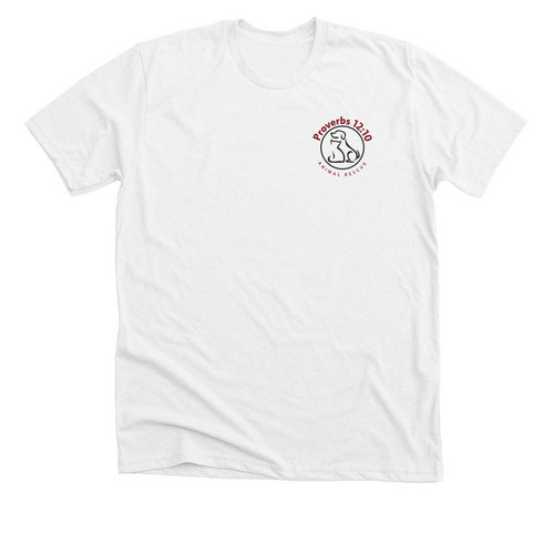 Proverbs 12:10 Animal Rescue Classics, a Solid White Blend Premium Unisex Tee
