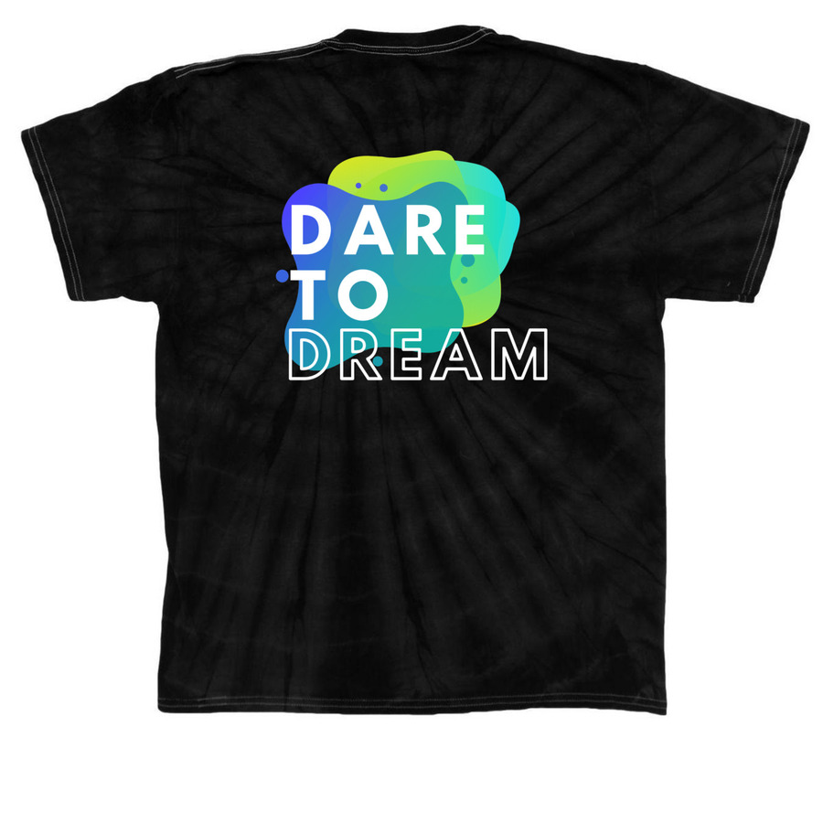 Dare to Dream, a Black Classic Tie Dye Tee (back-view)