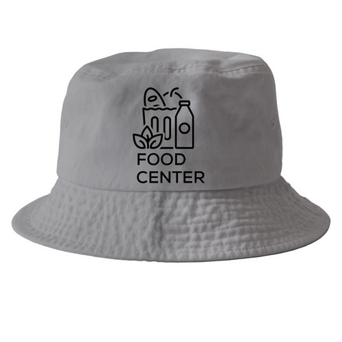 The Food Center, a Grey Printed Bucket Hat