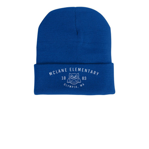 White Outline Owl- Beanies, a Royal Blue Printed Cuffed Beanie