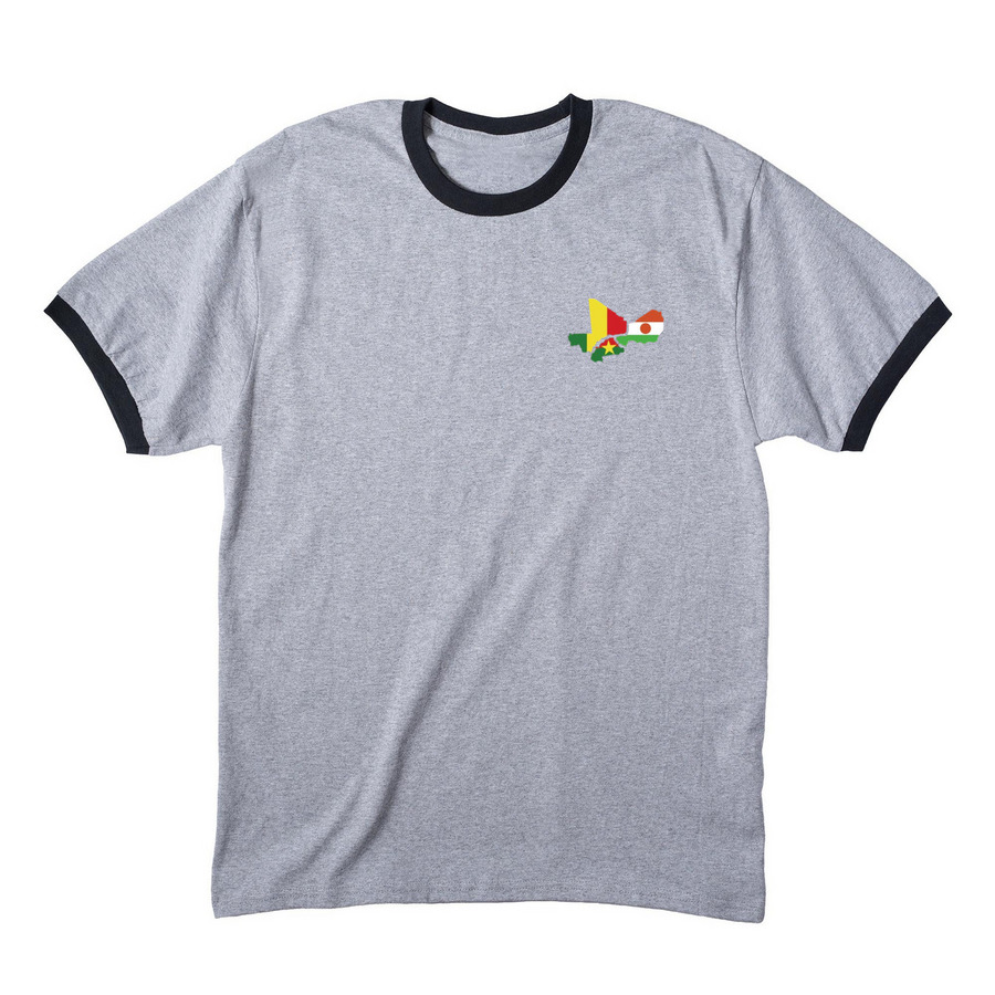 AES Defend Africa II, a Athletic Heather/ Jet Black Cotton Ringer Tee