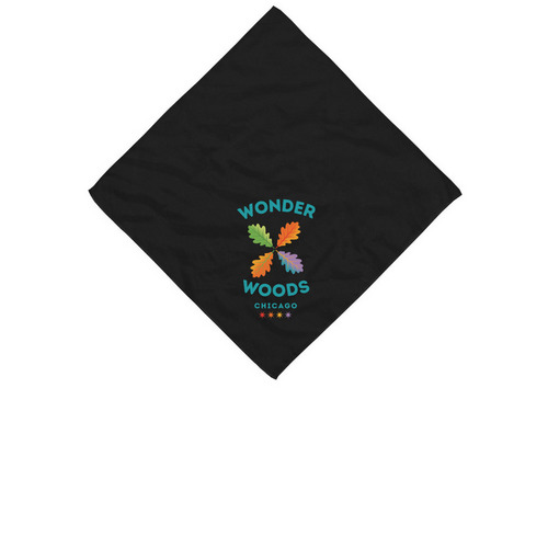 WW Rainbow Oak Leaf, a Black Cotton Bandana