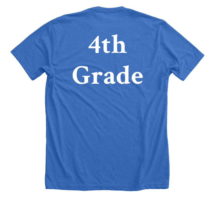 Adult Fourth Grade Field Day Shirt, a Heather True Royal Premium Unisex Tee (back-view)
