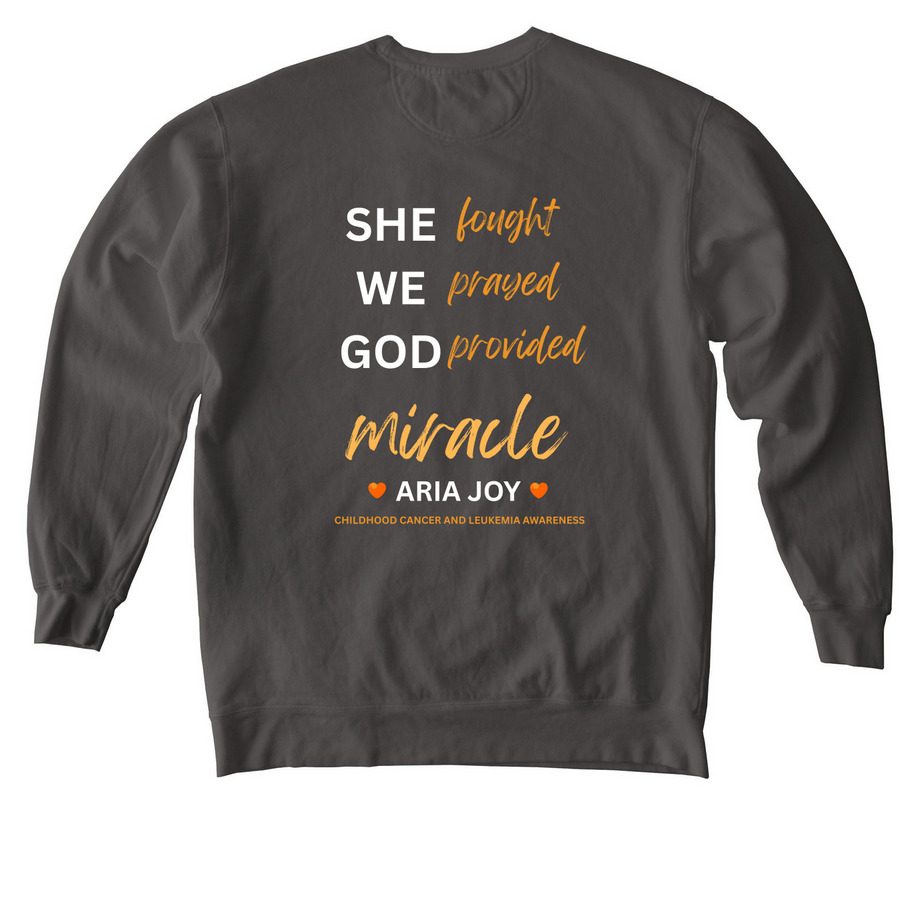 Aria Joy Miracle 2026, a Pepper Comfort Colors Crewneck Sweatshirt (back-view)