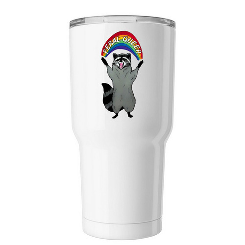 Feral Queer Tumbler, a White Insulated Tumbler